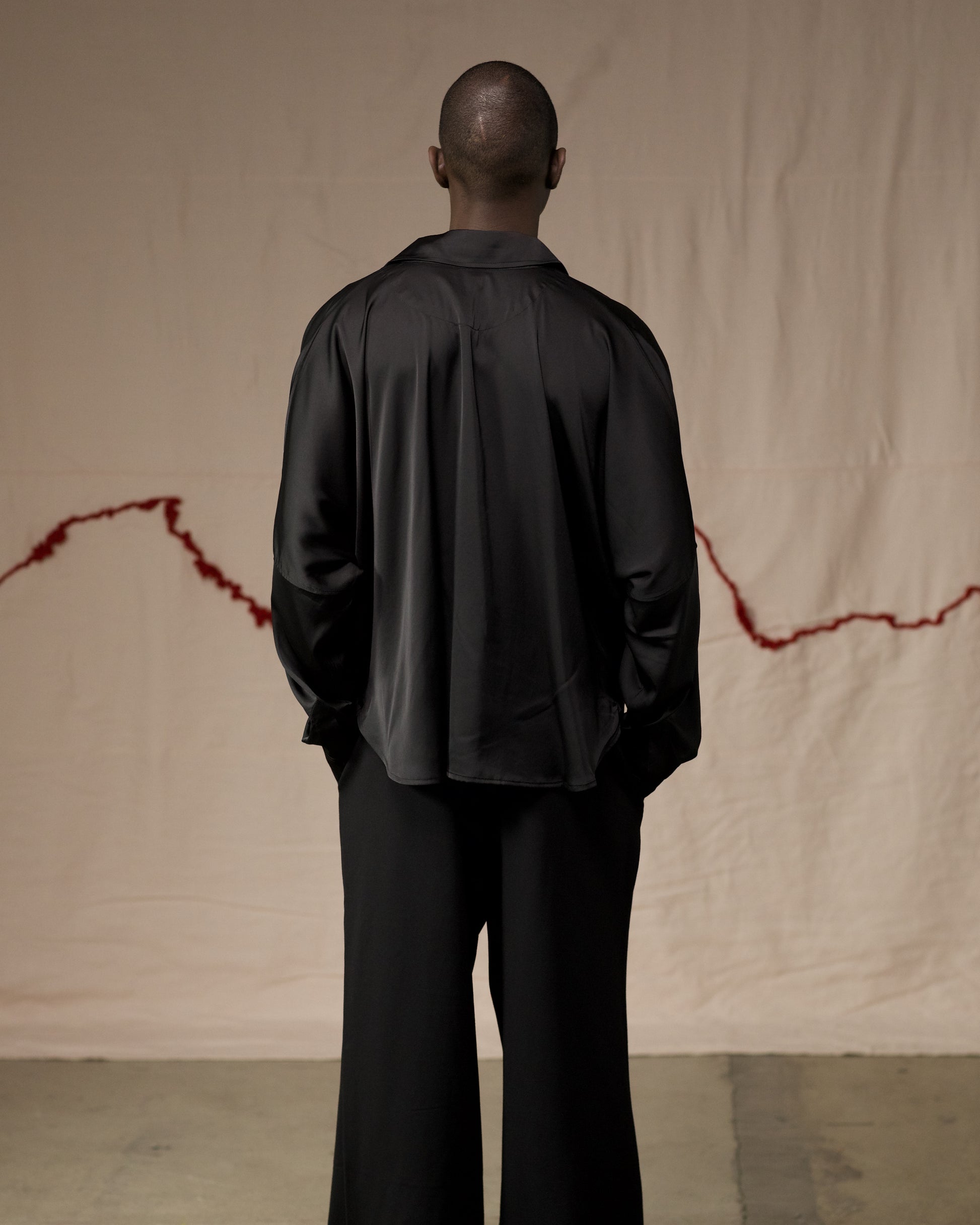 Back View of Vedi Drape Shirt by Mind Less