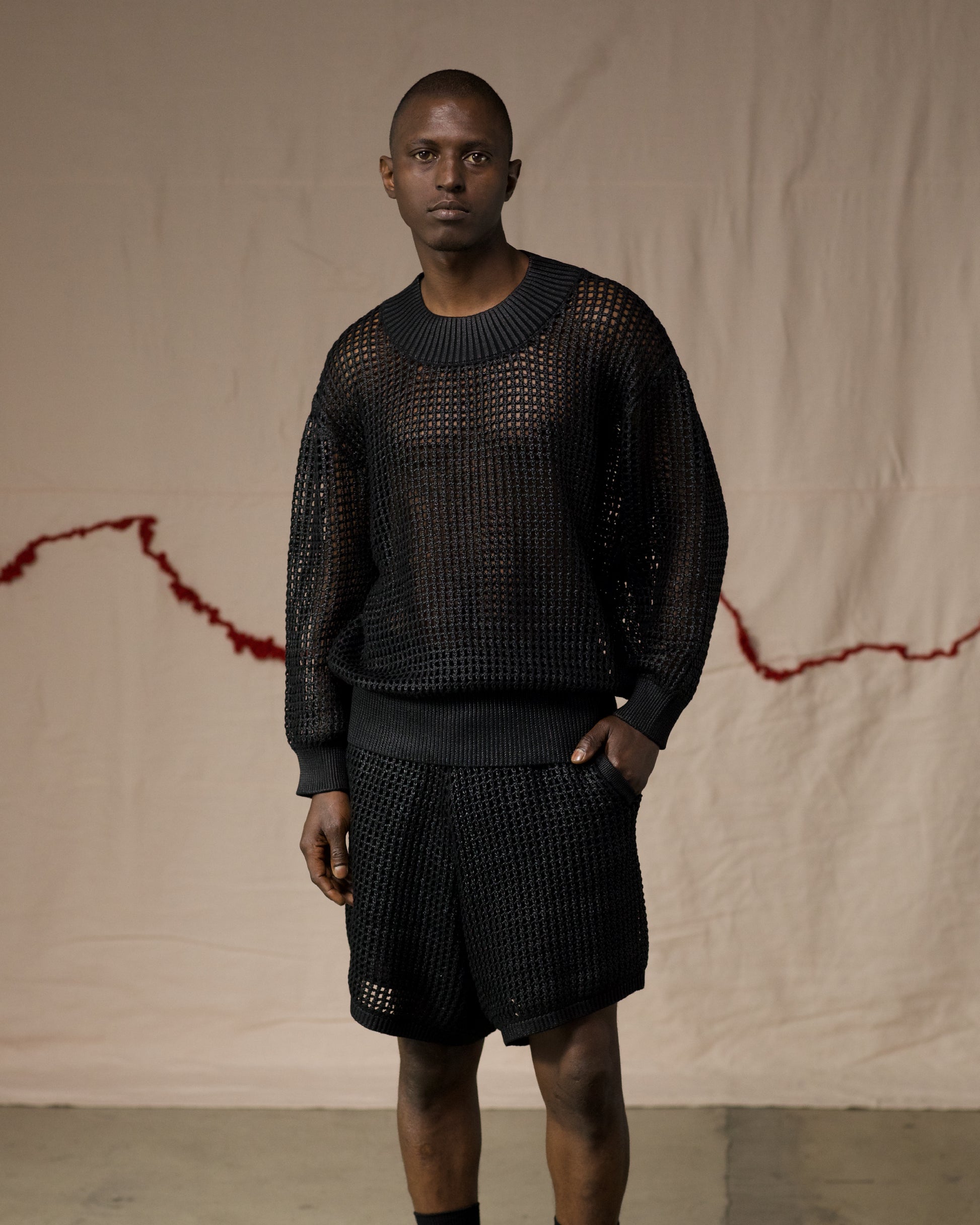 Front View of Fisherman Knit Shorts by Mind Less