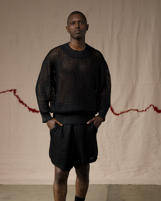 Front View of Fisherman Knit Sweater by Mind Less
